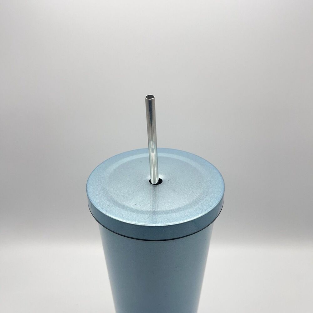 Dunkin Donuts 24oz Stainless Steel Sipper Tumbler Iridescent Blue EUC - Picture 10 of 16